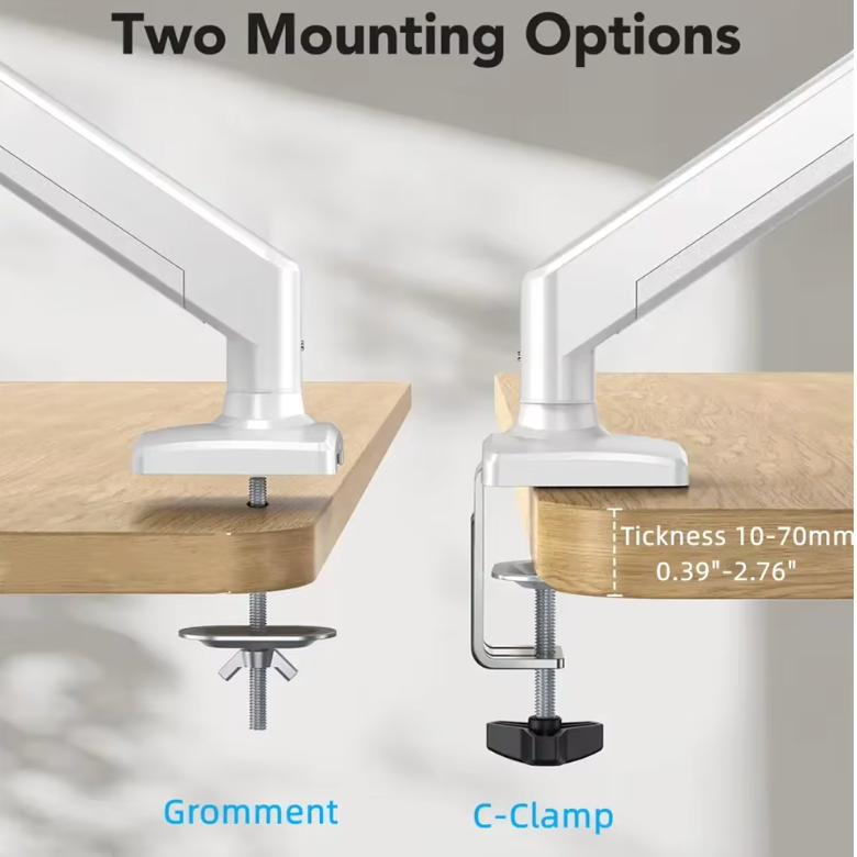 Universal Single Monitor Desk Mount (White)