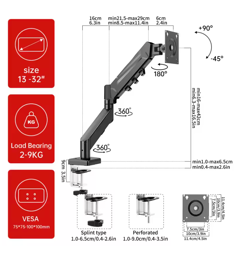 Single Monitor Mount with Adjustable Display Arm